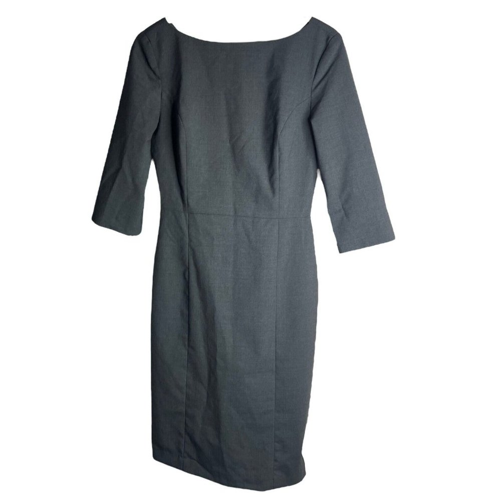 Of Mercer Madison Sheath Dress Womens 0 Half Sleeve Gray Virgin Wool Flaw